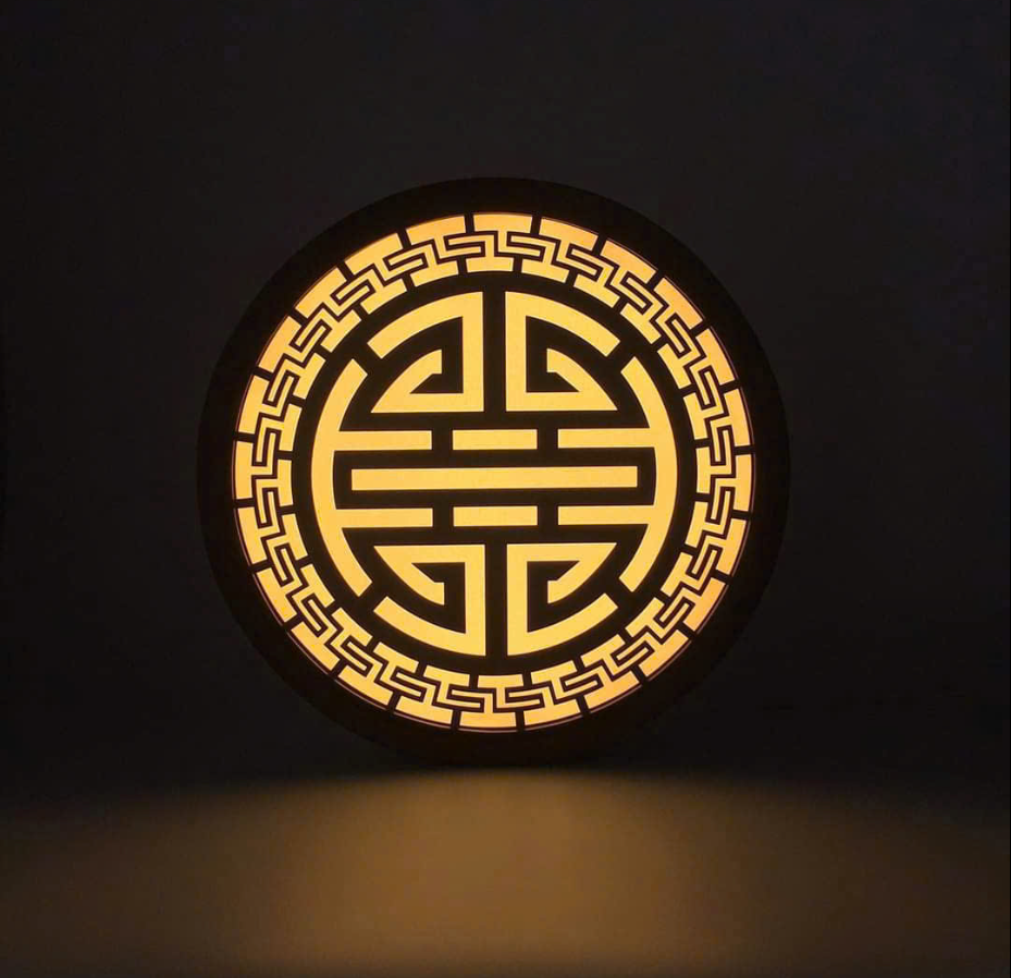 Tranh trúc chỉ đèn thờ tròn hào quang 30cm